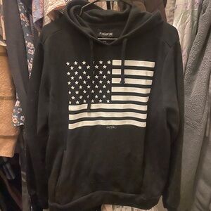 Ring of Fire Black Hoodie with Flag Graphic